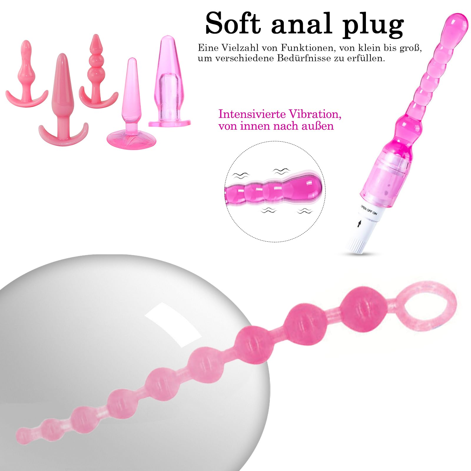 BDSMAGE Set Bondage 39 Pezzi Erotic Sex Toys, manette Sexishop Sexytoysys Donna Coppia, Plug Anale Butt Plug Set, Collare, Benda, Morsetti Capezzoli, BDSM sexy shop per Coppie Adulti