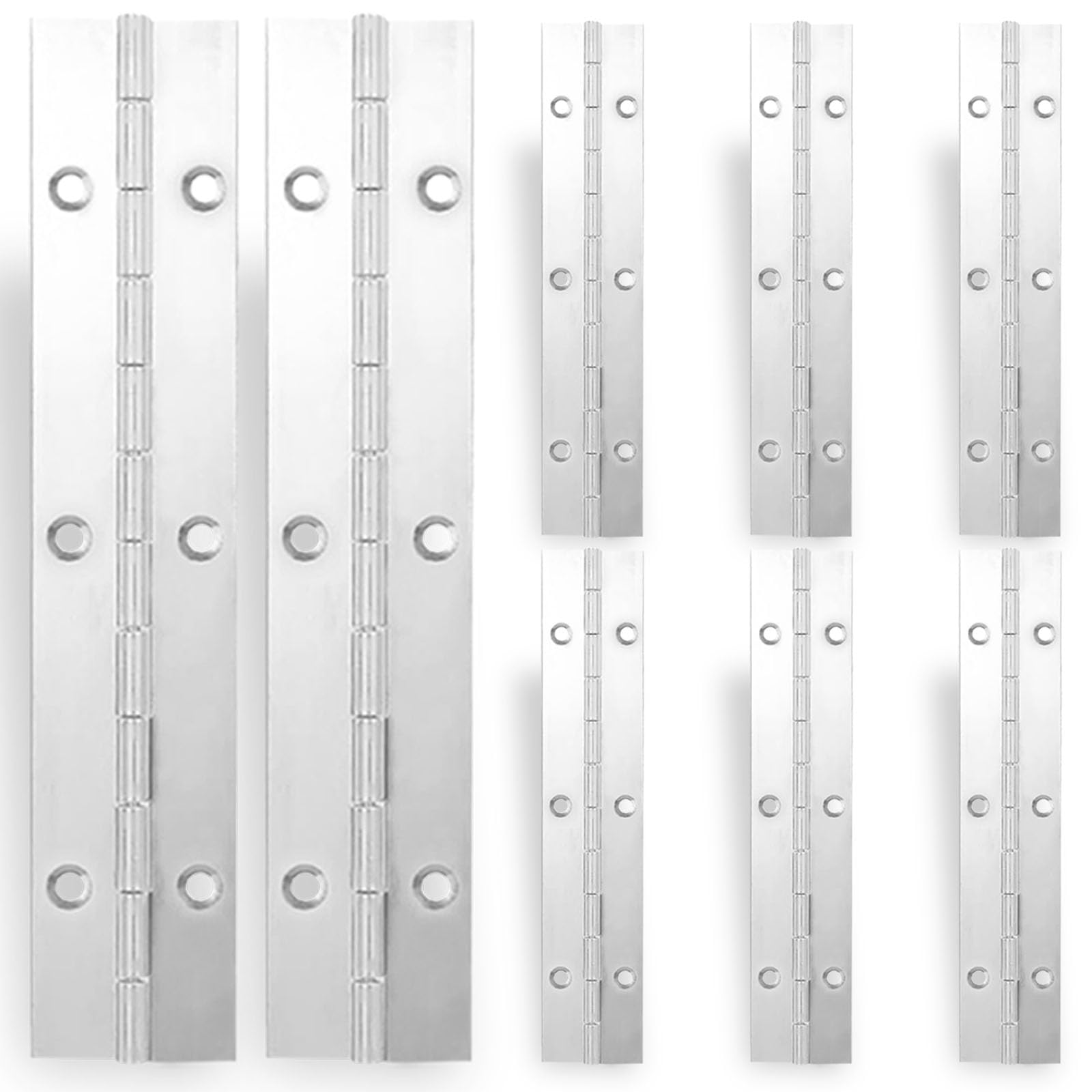 12 PCS Heavy Duty Piano Hinges, 6 Inch 1.2'' Open Width, 0.04'' Silver Stainless Steel Folding Hinges for Storage Boxes, Cabinets, Door, Piano, Wood