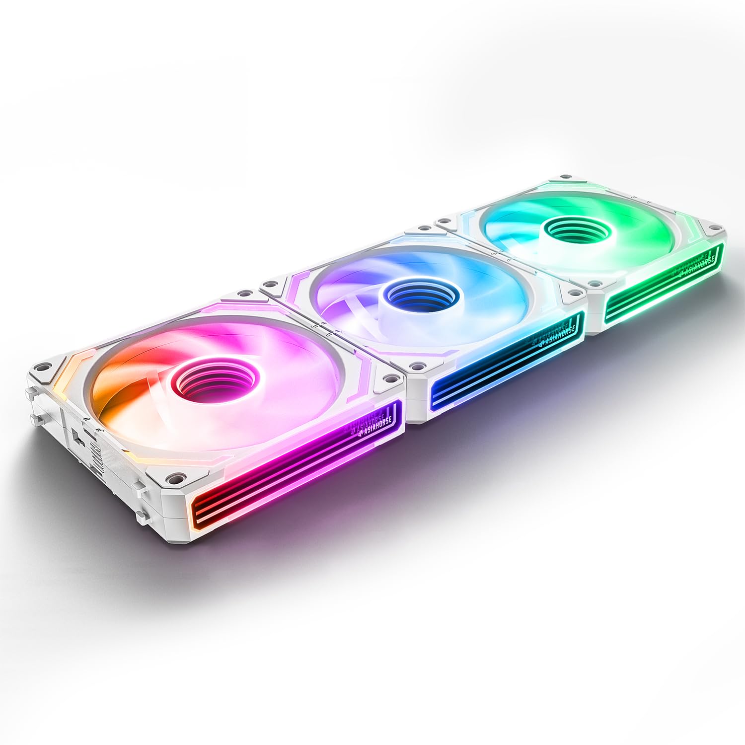 AsiaHorse COSMIQ ARGB Ventilador PC 120MM [3 Piezas] [FDB] Daisy Chain Ventilador RGB de 2000 RPM/68.5 CFM/2,05 MMH2O 5V 3 pines ARGB 12V 4pines PWM vida útil de 80000 horas