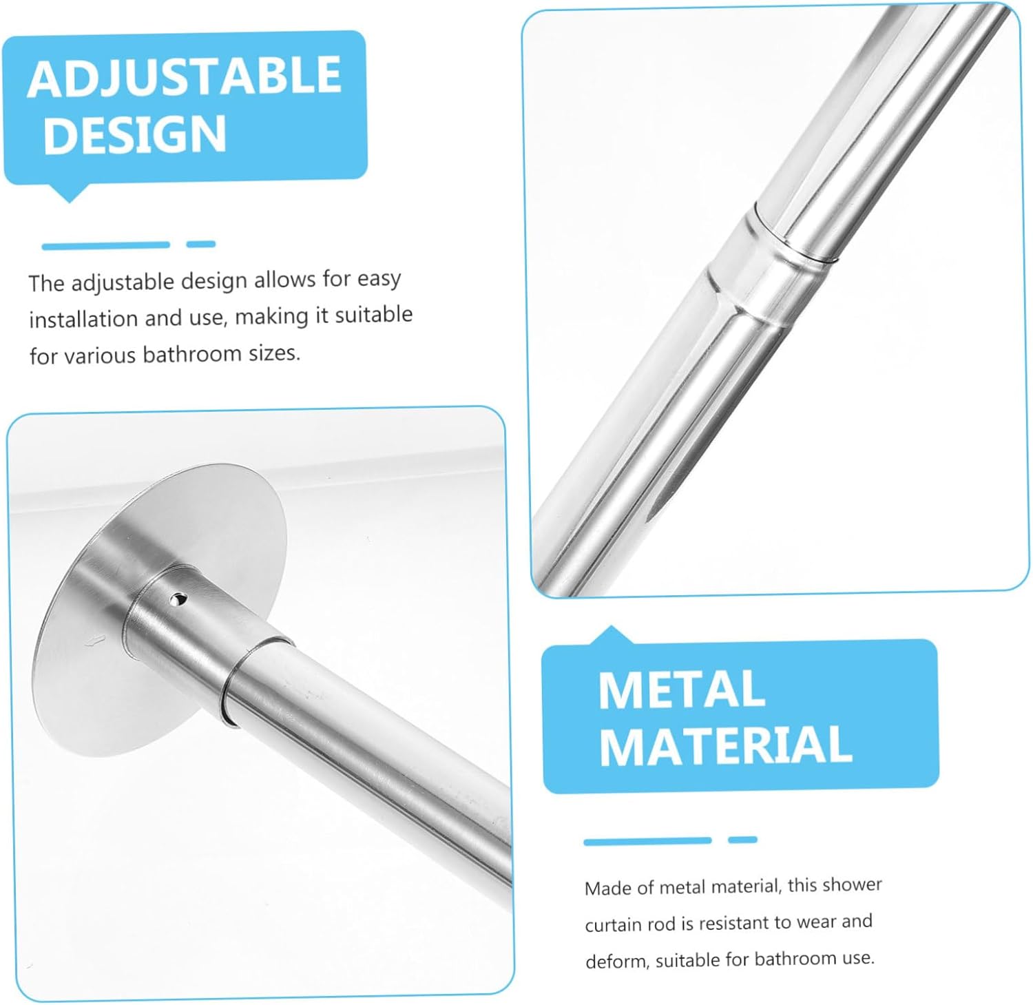 Shaped Curved Shower Curtain Rod Extendable Tension Rail for Easy Installation Heavy Duty Design for and Multi-purpose Use