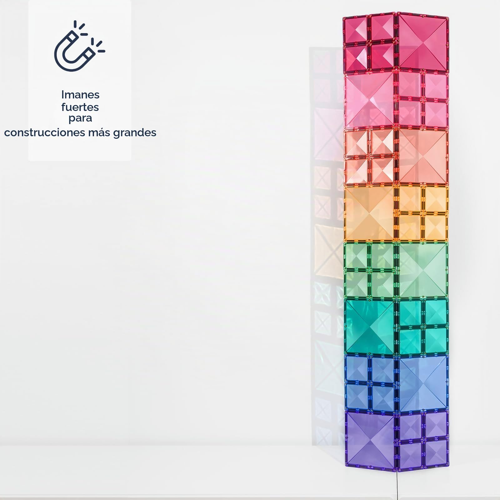 CONNETIX Azulejos Magnéticos Pastel Paquete Cuadrado, 40 Piezas