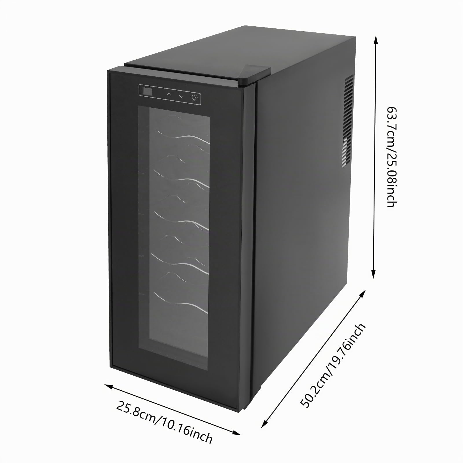 Nevera para vino, 12 botellas, 33 litros, con patas ajustables con luz LED, minibar, con puerta de cristal