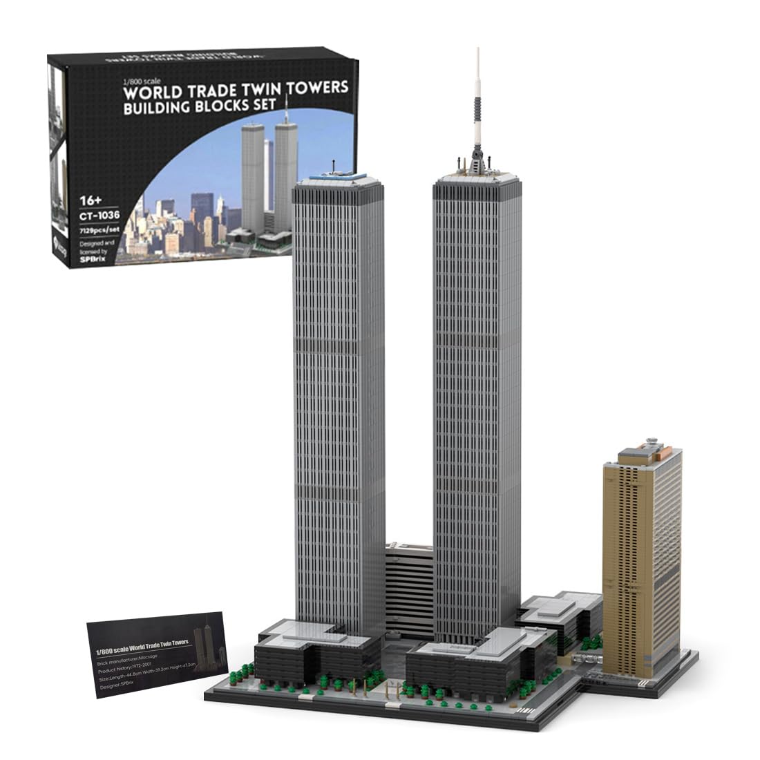 CubiMythx World Trade Center Building Blocks and Construction Toy, Collectible Architecture-Themed Model to Build and Display, Great Gift for Building