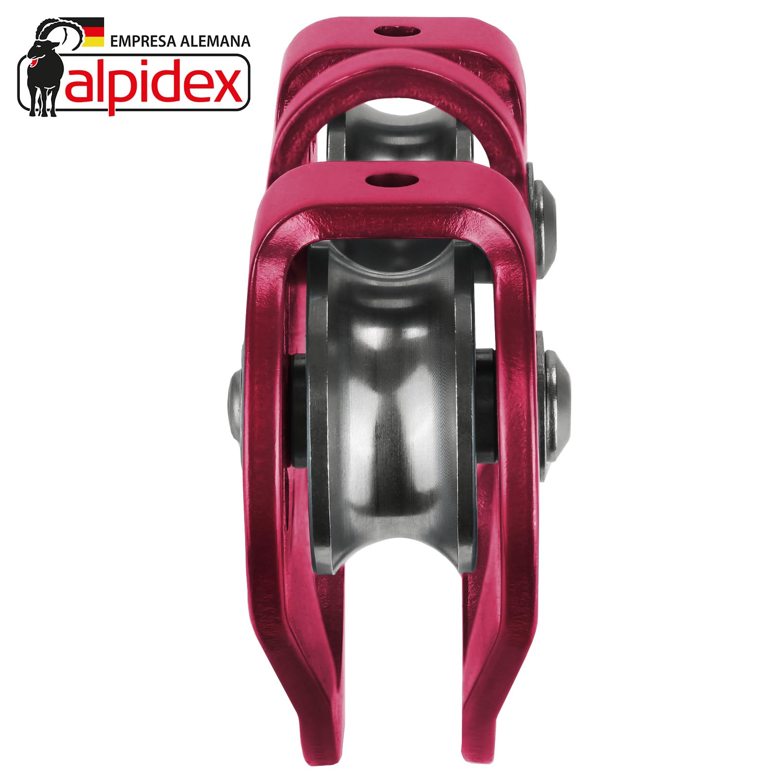 ALPIDEX polea de reenvío 20 kN Tandem Pulley para cuerdas textiles 13 mm cables 12 mm EN12278