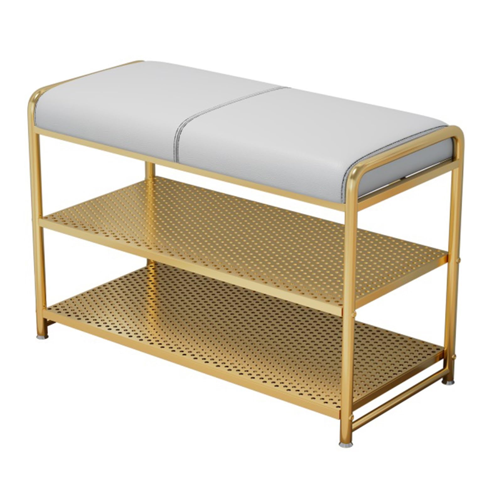 KLGFBDC Entryway Bench with Shoe Storage - Cushioned Seat and 3-Tier Shoe Rack Organizer for Hallway or Living Room