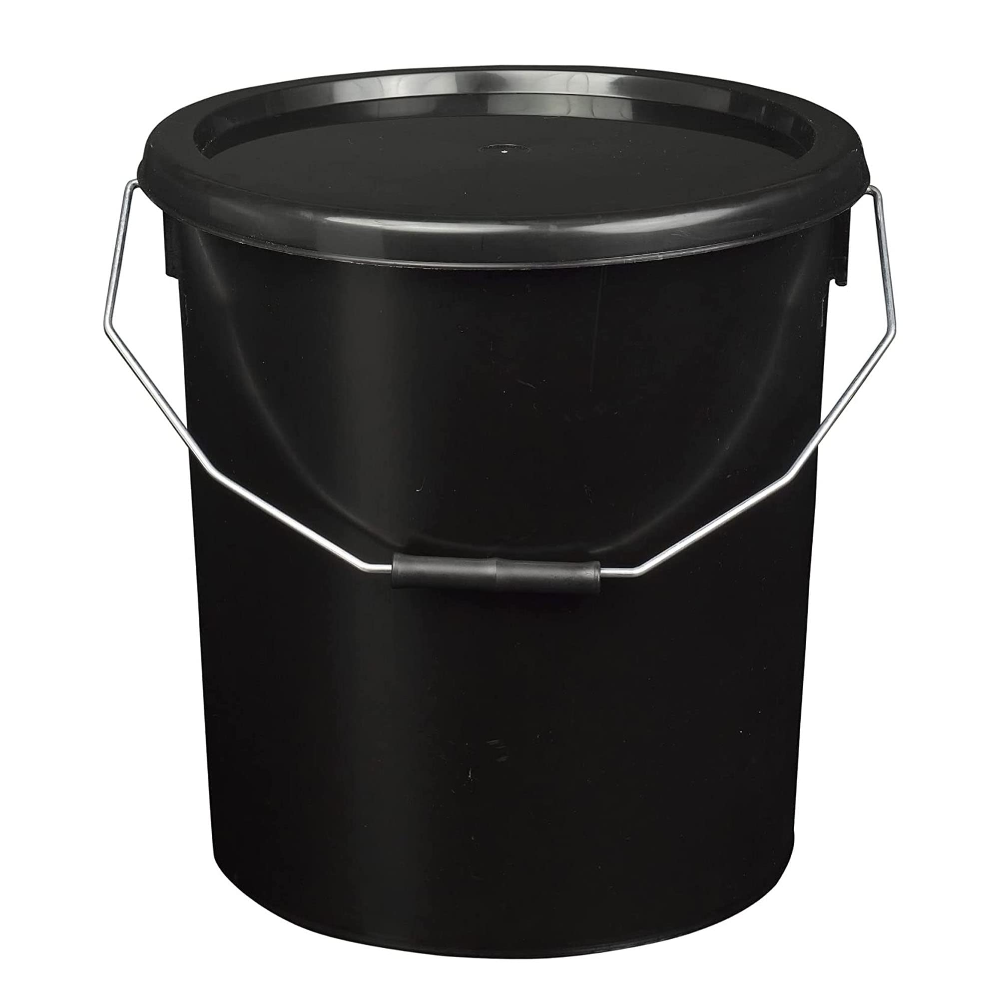 Star Supplies Black Strong Hard Wearing Plastic Buckets With Tamper Evident Lid & Handle 10L (1)