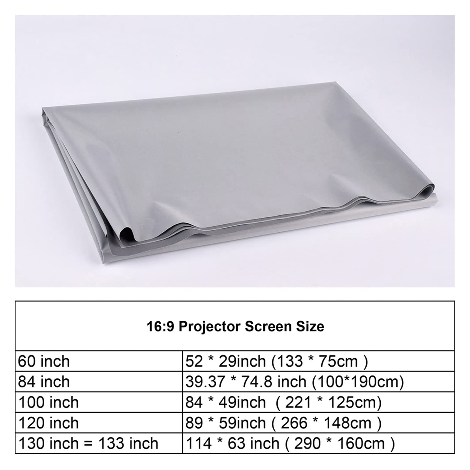 Telo Proiettore Schermo for proiettore Riflettente ad Alta luminosità 60 100 Schermo di proiezione in Tessuto 16:9 da 130 Pollici(120 inch)
