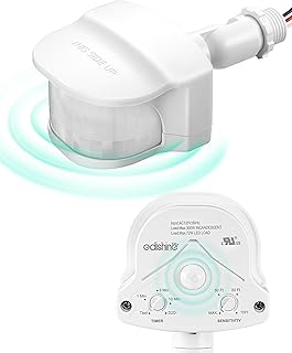 EDISHINE 240° & 360° Motion Sensor, Replacement Motion Detector for Outdoor Lights, Adjustable Time