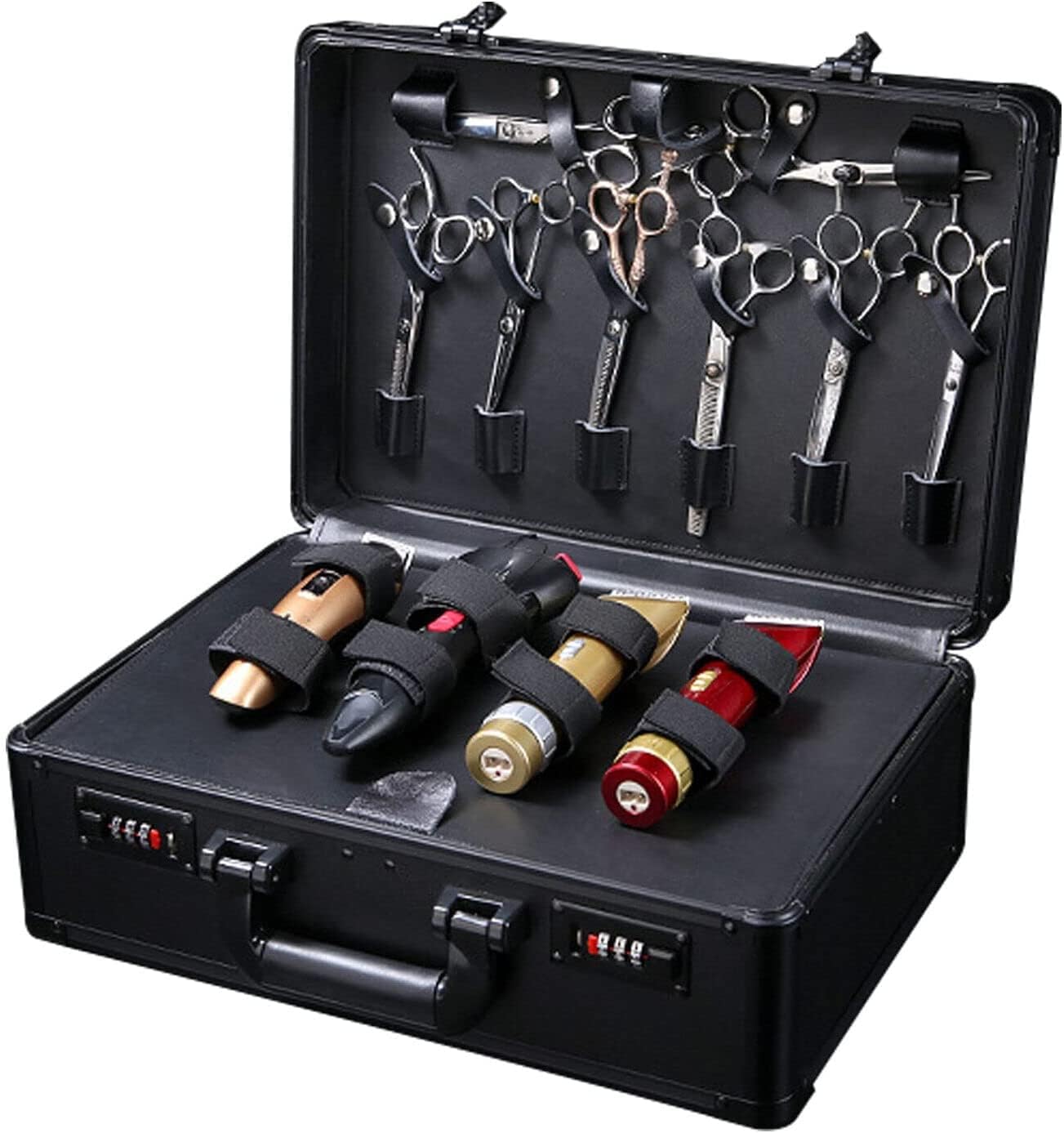 Barber Carrying Case Barber Case, Stylist Tool Box Professional Salon Hair Cutting Grooming Kit Storage Organizer for Clippers, Scissors, Barber Supplies with Secure Numlock (Type 3)