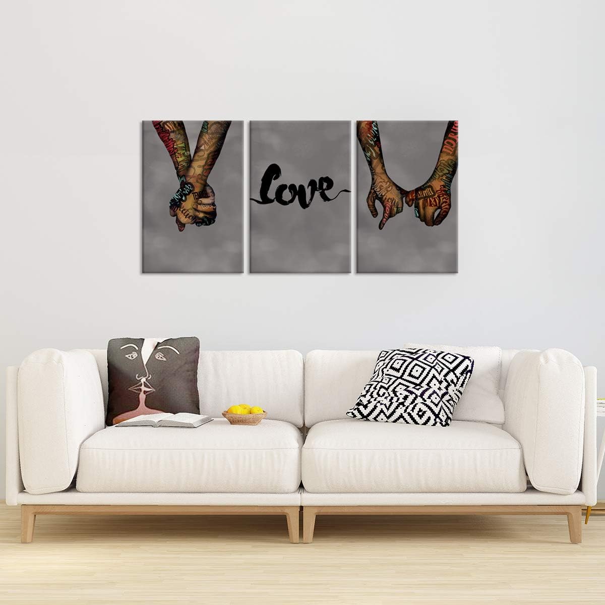 Onе-Dау Sаlе: Uр tо 70% оƒƒ Zlove 3 Pieces Love Canvas Wall Art Abstract Colorful Couple Hands with Love Picture On Grey Background Street Style Pop Art Prints Posters Modern Home Bedroom Office Decor Ready to Hang 16x24x3pcs