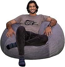 Urban Yogi Sack - Plush, Ultra Soft Memory Foam Blend Bean Bag Chair with Washable Cover - 5 Year Warranty - Never Goes Flat (Medium, Silver, Foam Filled)