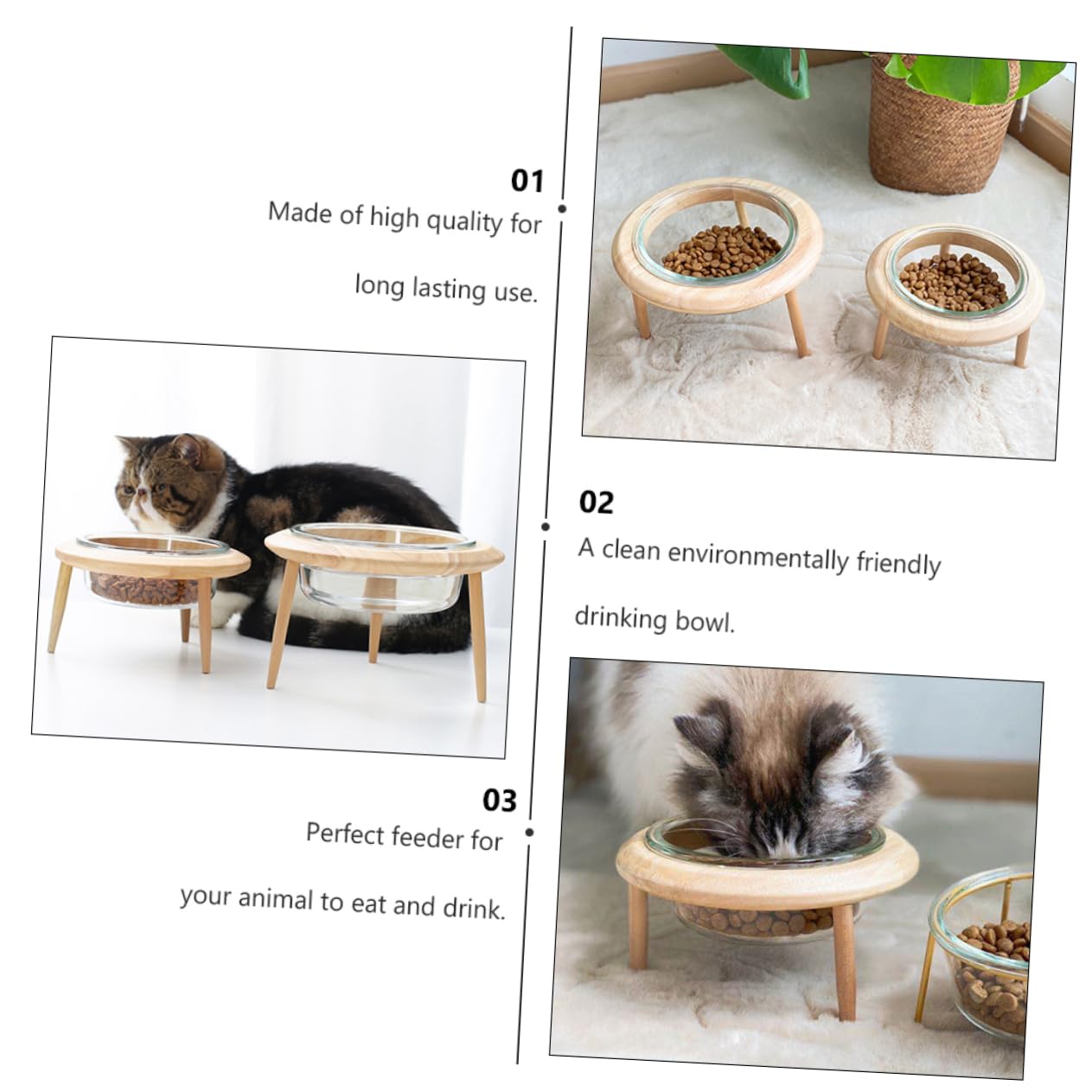 Holzgestell Erhöhter Sauber für Futternapf Glas mit Schonend für Hals Haustiere und Fressen und Trinken