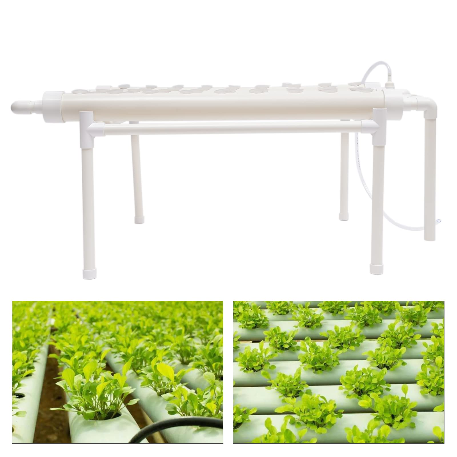 SHZICMY Kit de cultivo hidropónico, 1 capa, 54 ubicaciones de plantas, tubo de PVC, hidroponía, 6 tubos, sistema de plantas hidropónicas, sistema operativo de jardín para verduras de hoja
