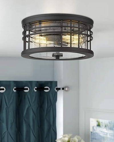 Miniatura 3 de zeyu ZW01-F BK - Lámpara de techo empotrada de 2 luces para pasillo de cocina, 12 pulgadas, acabado negro con vidrio semillado, ZW01-F BK