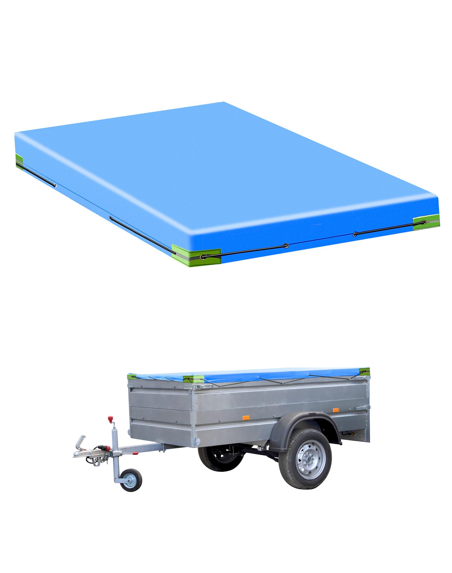 Bâche de remorque plate 160 x 115 x 7,5 cm en PVC renforcé 650 g/m²