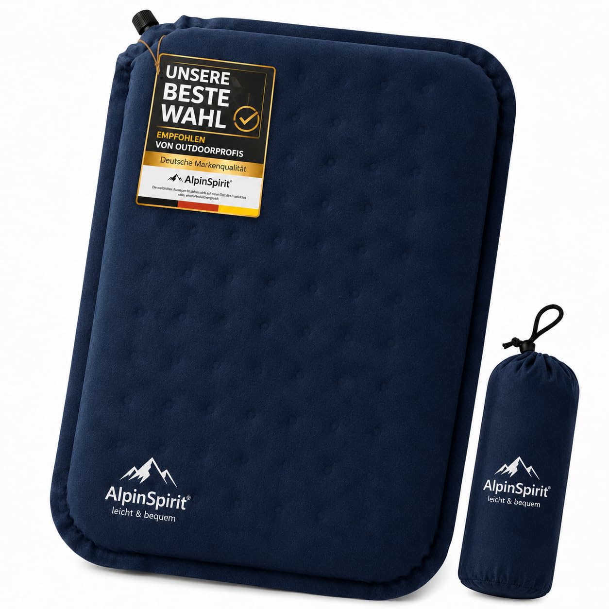 Coussin de siège gonflable d'extérieur [dimensions repliées et jusqu'à 5 cm] auto-gonflant, pliable et ultra léger, 40 x 30 cm, coussin de siège imperméable pour stade, camping, randonnée, avion
