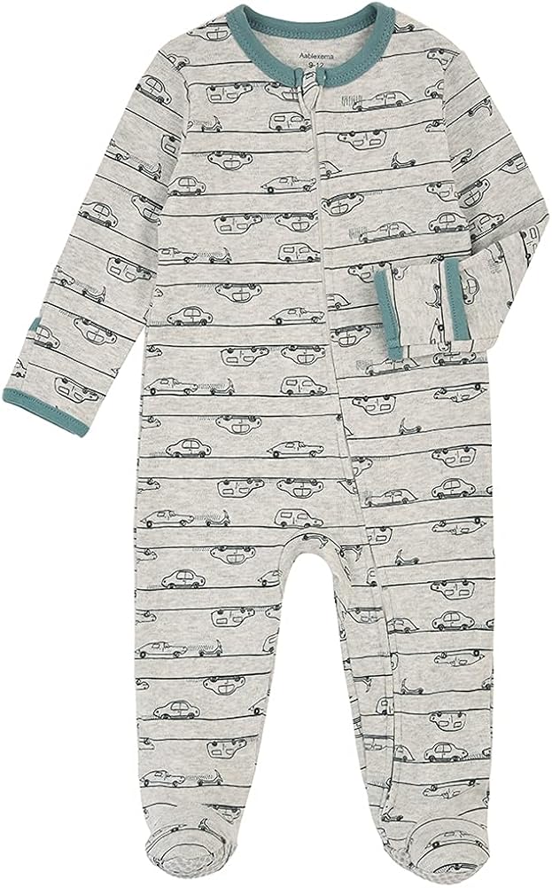 Aablexema Baby Footie Pajamas with Mitten Cuffs, Double Zipper Infant Cotton Onesie Sleeper Pjs, Newborn Footed Sleep Play : Clothing, Shoes & Jewelry