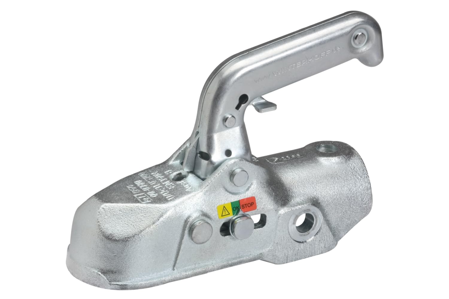 Winterhoff Kugelkupplung WW 350-RB-K1212, 50 mm, 3500 kg Gusseisen | Verzinktes Gusseisen mit Verschleißanzeige. Für schwere PKW-Anhänger, Pritschenanhänger und Baumaschinen bis 3500 kg.