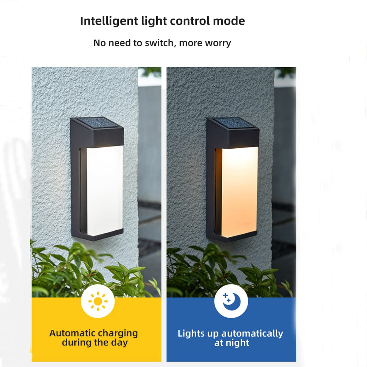 Solarleuchte Für Außen Solaraussenleuchte Wandleuchte LED Solarleuchte Schwarz Solarlicht Für Außengarten Wasserdichte Gartenleuchte Für Zaun, Einfahrt, Garage