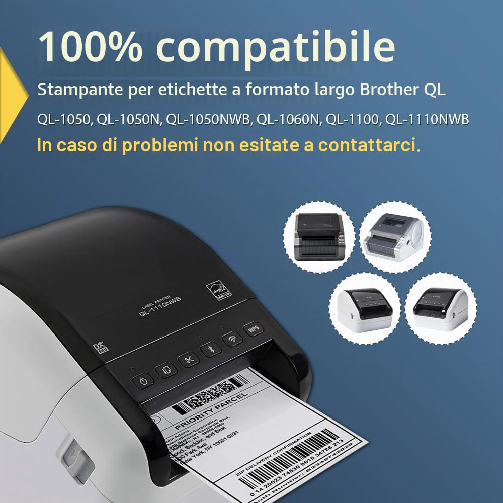 BETCKEY - 10 rotoli di etichette DK-11247, 103 mm x 164 mm, 1800 etichette di spedizione compatibili con stampanti Brother QL