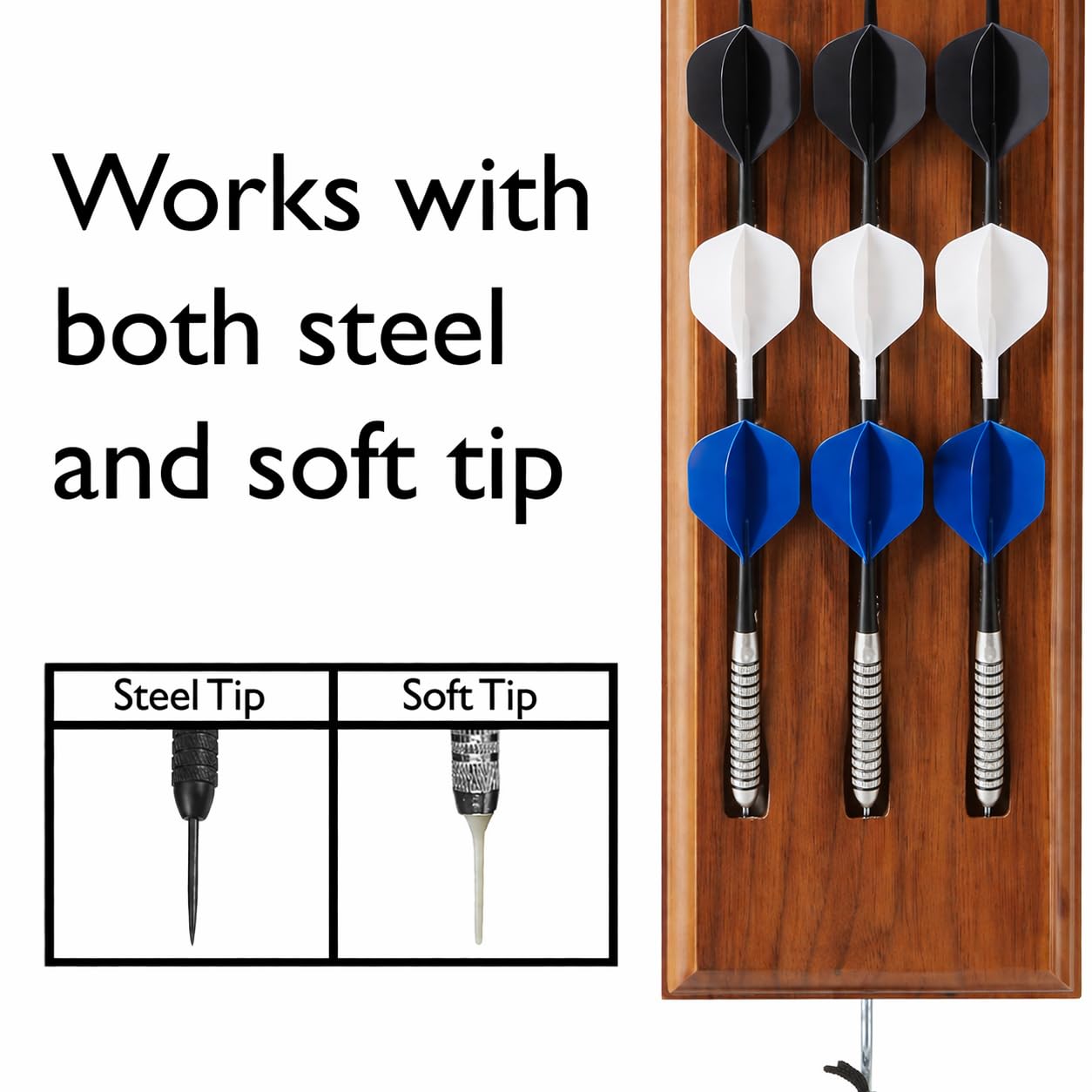 Viper Dardos de Madera Maciza, Soporte de Pared, con Bolsa de Almacenamiento, 4 Juegos de Dardos de Punta Blanda, Compatible con Todas Las dianas electrónicas, surrounds y cabinets