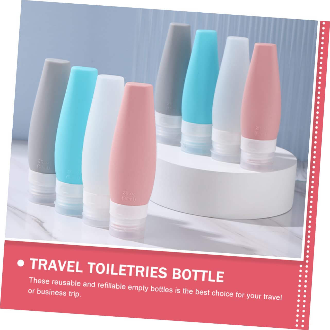 4 piezas Botellas de Viaje de Silicona Reutilizables para Champú Lociones y Cosméticos Contenedores Vacíos Portátiles y Exprimibles para