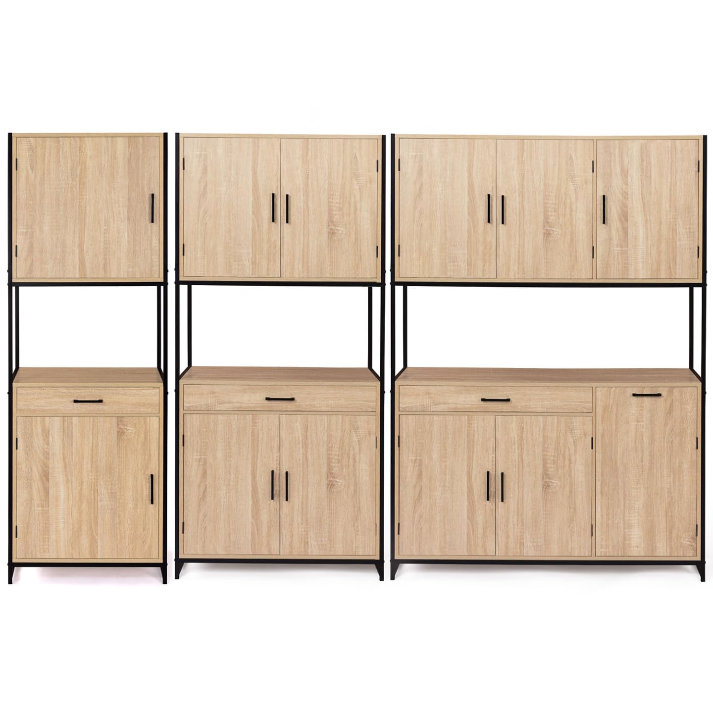 IDMarket - Aparador de cocina (80 cm) DETROIT mueble 4 puertas diseño industrial + cajón