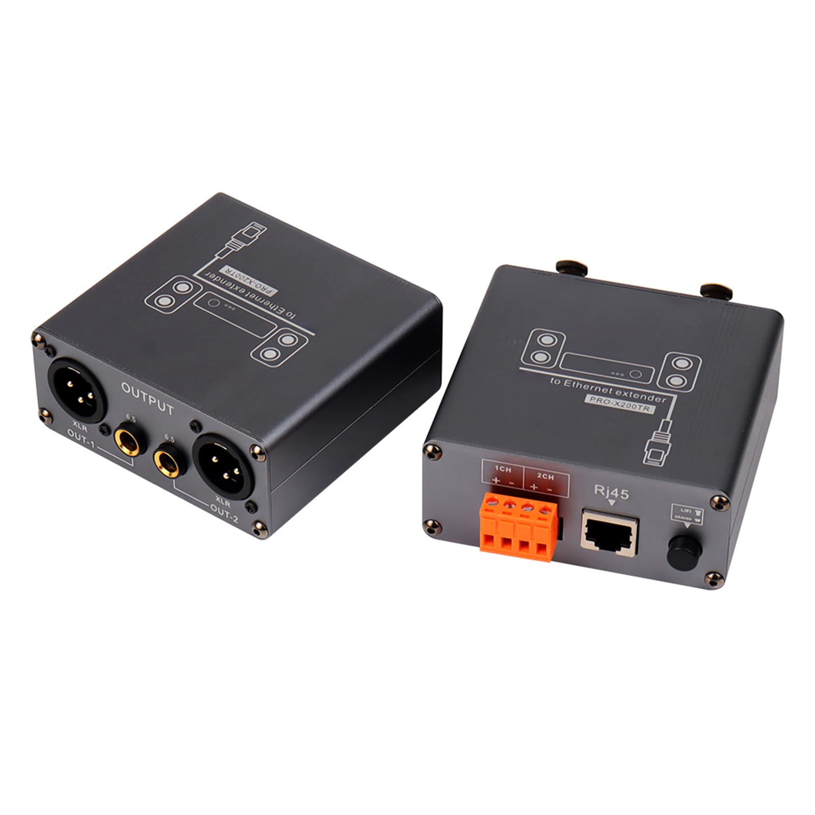 XLR 6,5mm Musica a Ethernet Extender con isolamento acustico per dispositivi professionali RJ45 Cat5 / Cat6 Ethernet Extender Sound Net Elongator