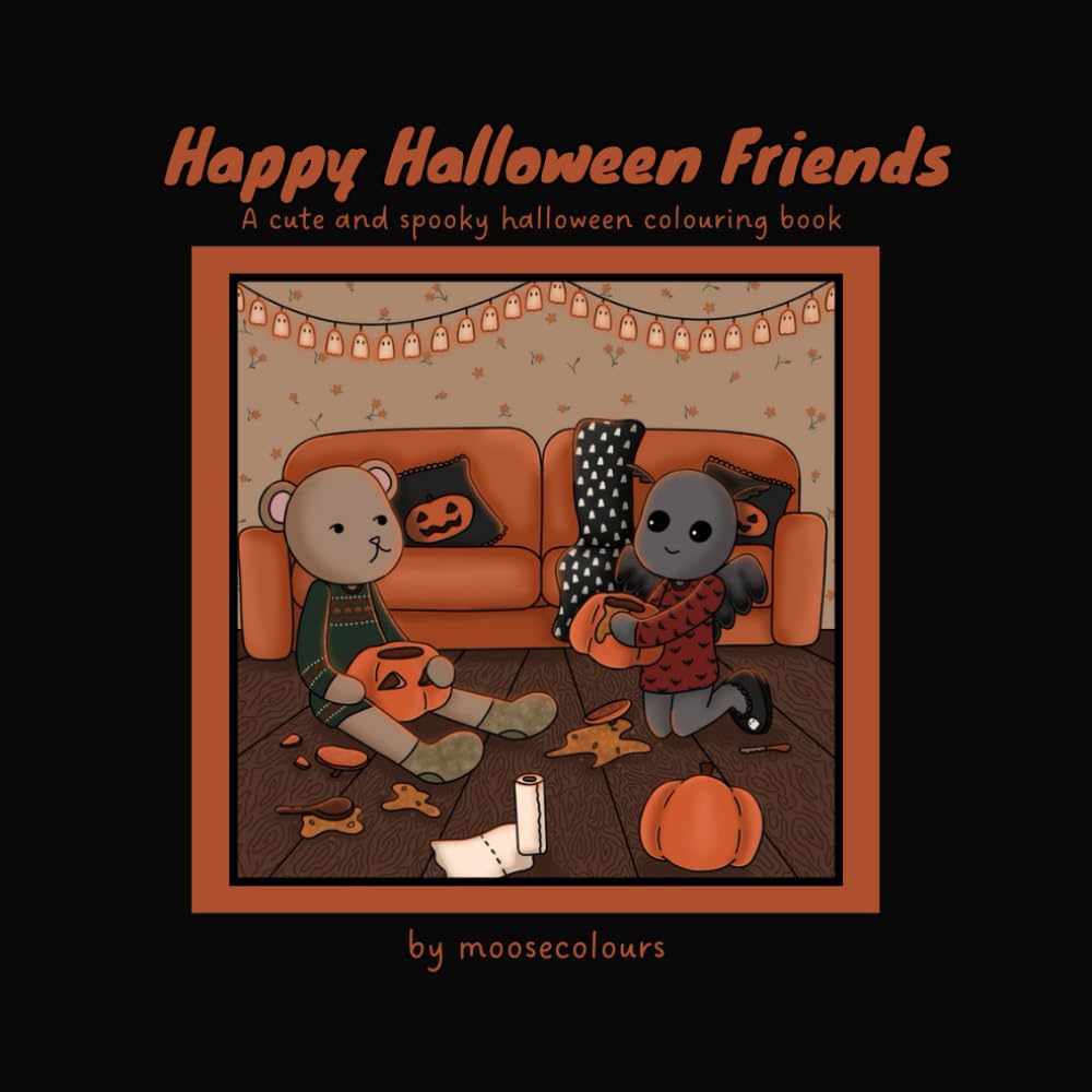 Happy Halloween Friends: A cute and spooky halloween colouring book