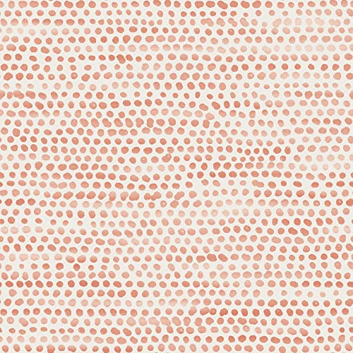 Tempaper Coral Moire Dots Removable Peel and Stick Wallpaper, 20.5 in X 16.5 ft, Made in the USA ,Coral