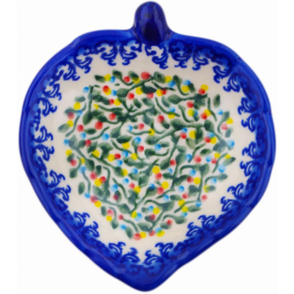 Authentic Polish Pottery Tea Bag or Lemon Plate in Colorful Buds Design Handmade in Boles?awiec Poland + Certificate of Authenticity