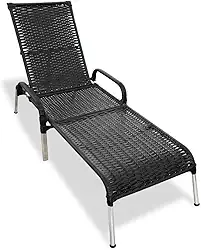 MRDDECORA, Espreguiçadeira Piscina Reclinável Alumínio Fibra Sintética Madrid (preto)