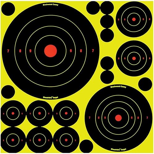 Birchwood Casey Shoot-N-C Bull's-Eye Variety Pack Reactive Targets - Highly Visible Instant Feedback Self-Adhesive Shooting Target Stickers with