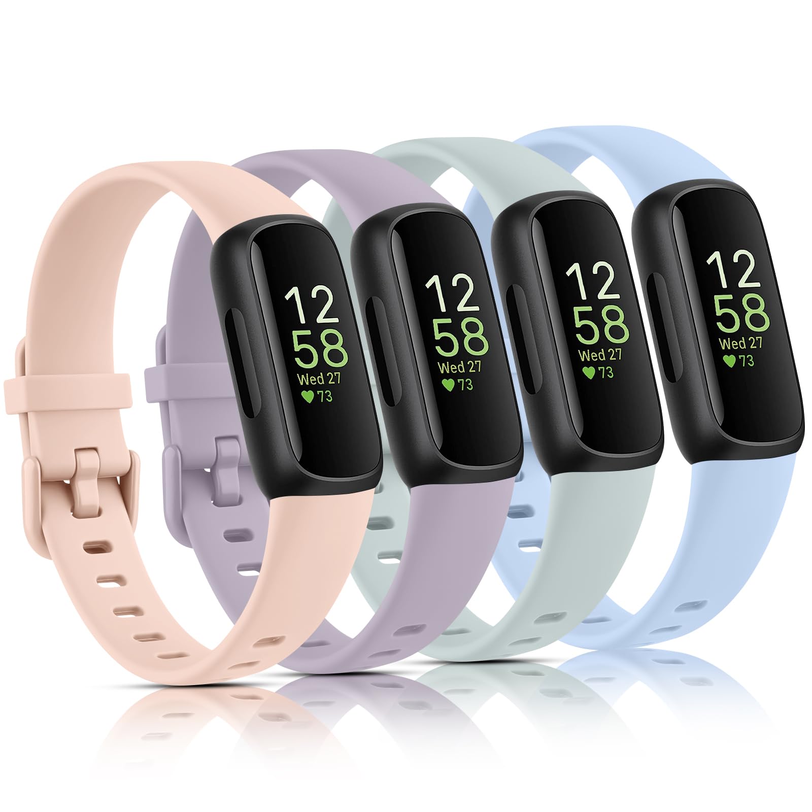 Straps for Fitbit Inspire 3 Strap for Women Men, 4Pack Silicone Strap Sport Replacement Wristband for Inspire 3