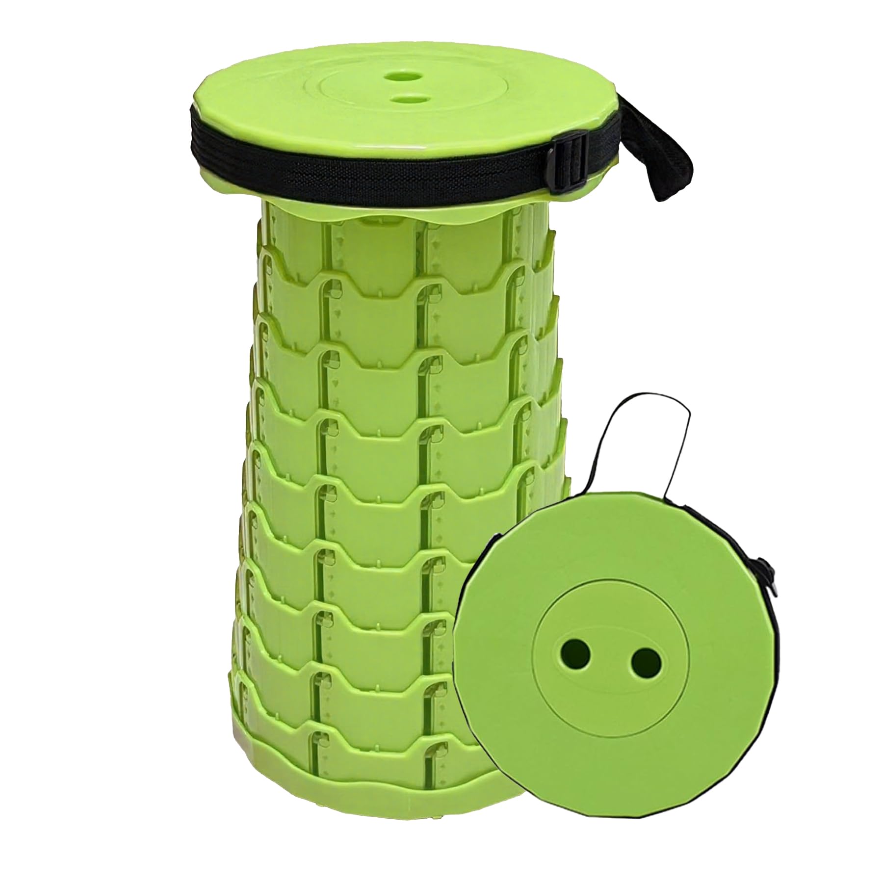 Portable Folding Stool, Height Adjustable Telescopic Stool, Lightweight, Portable and Durable, Suitable for Outdoor Camping, Fishing, BBQ and Hiking, Indoor Kitchen, Bearing 440 lbs (green)