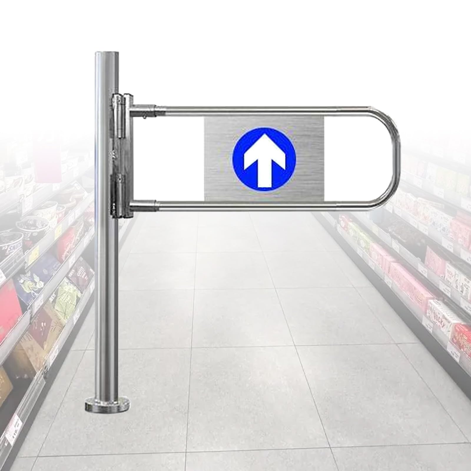 Aioneer Automatic Swing Gate For Supermarket, Two-Way Spring-Loaded Safety Swing Door, Pedestrian Automatic Closing Gate, Stainless Steel Entrance And Exit Devices-70 * 100cm