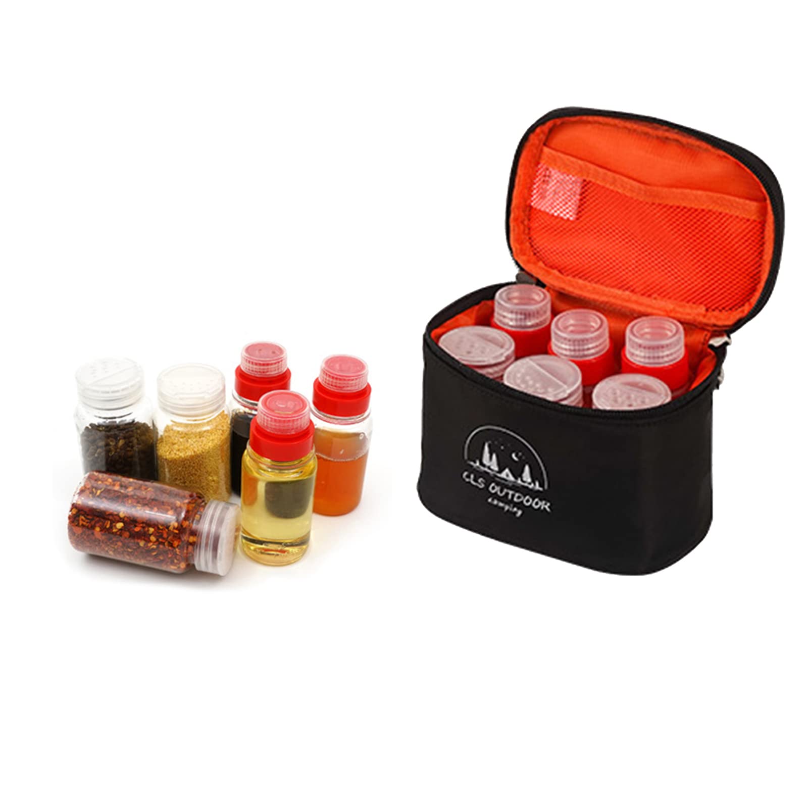 RoseFlower 6 pcs Portatile Bottiglia di Porta Condimento, Porta Sale Olio da Viaggioper Esterni Vaso di Spezie Condimento Trasparente e Bottiglia di aceto Contenitore per Picnic BBQ #Nero