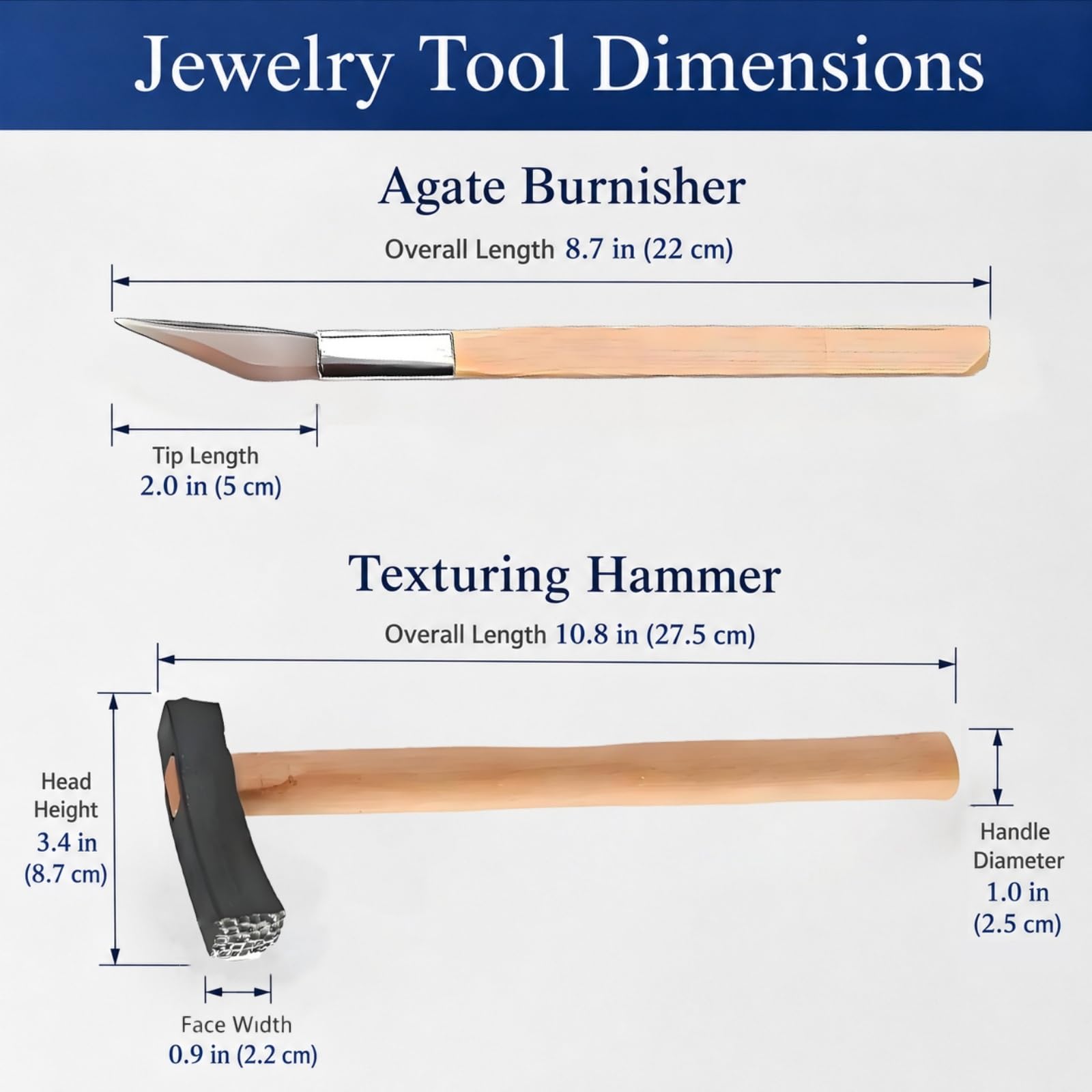 Kit for hacer joyas, martillo texturizador y bruñidor de ágata for pulir oro y plata, 12 opciones de patrones, herramienta artesanal for reparación(5)