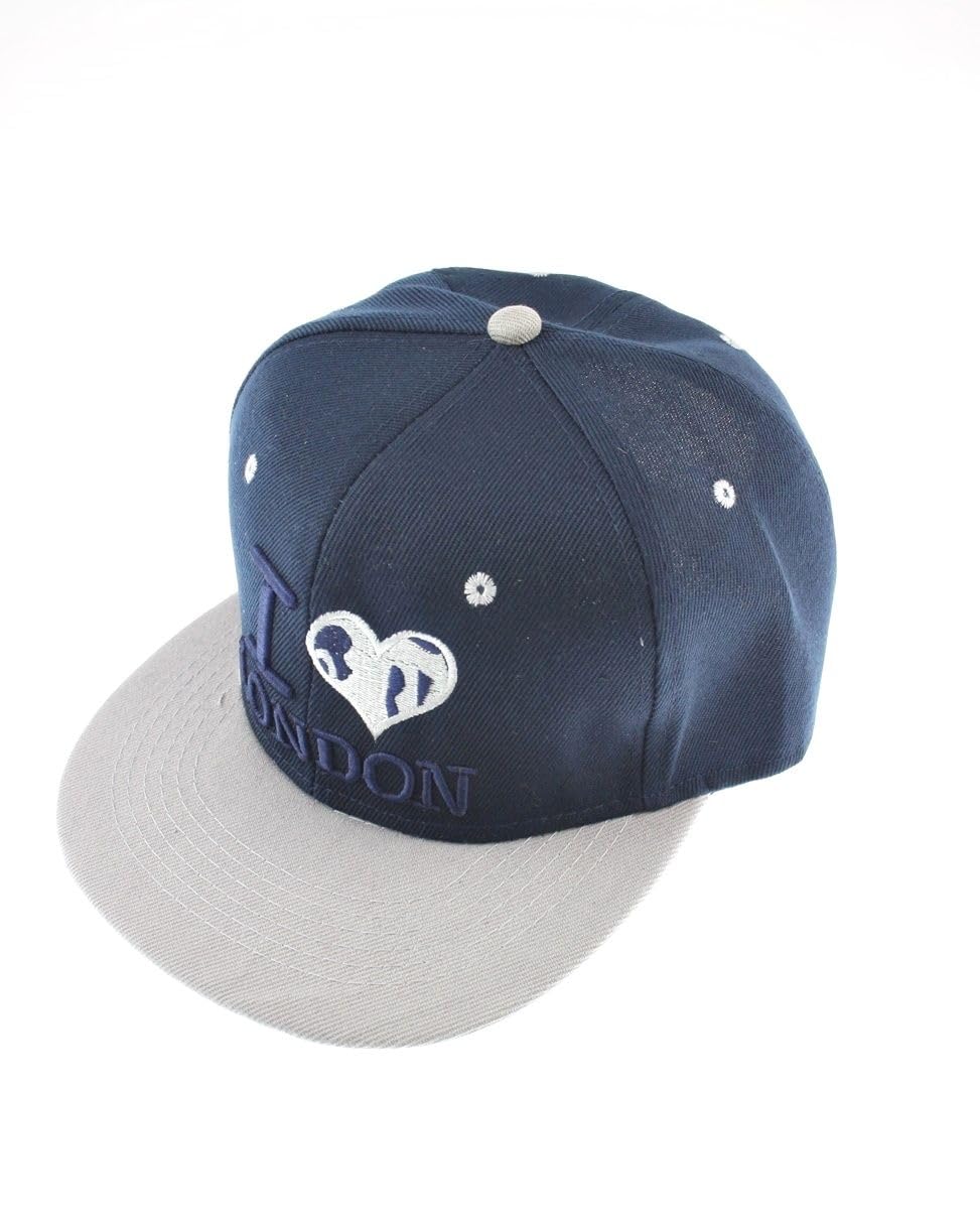 Zac's Alter Ego Men's Navy Blue & Grey I Love London Snapback/Flat Peak Cap