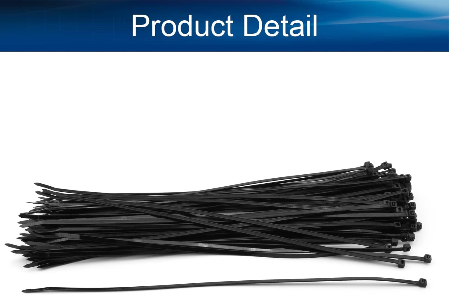 Heyiarbeit Cable Zip Ties 400mm Long 4.8mm Wide Eco-Friendly Nylon Plastic Black Wire Tie Wraps for Home Office Garden Garage Workshop 100pcs