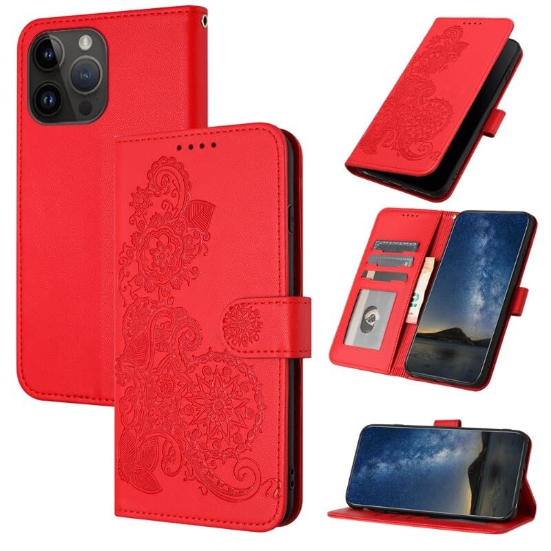 Étui iPhone 8 Plus / 7 Plus / 6 Plus anti-rayure rouge résistant avec clapet de protection