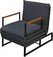 Poltrona Moderna Versati Estofada Descanso do Papai Conforto Premium Reclinável Puff Vira Cama Solteiro Luxo Puff Retrátil Macia Extensão Sala E Quarto Pés Em Aço Escritorio (Cinza)