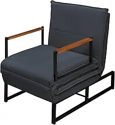 Poltrona Moderna Versati Estofada Descanso do Papai Conforto Premium Reclinável Puff Vira Cama Solteiro Luxo Puff Retrátil Macia Extensão Sala E Quarto Pés Em Aço Escritorio (Cinza)