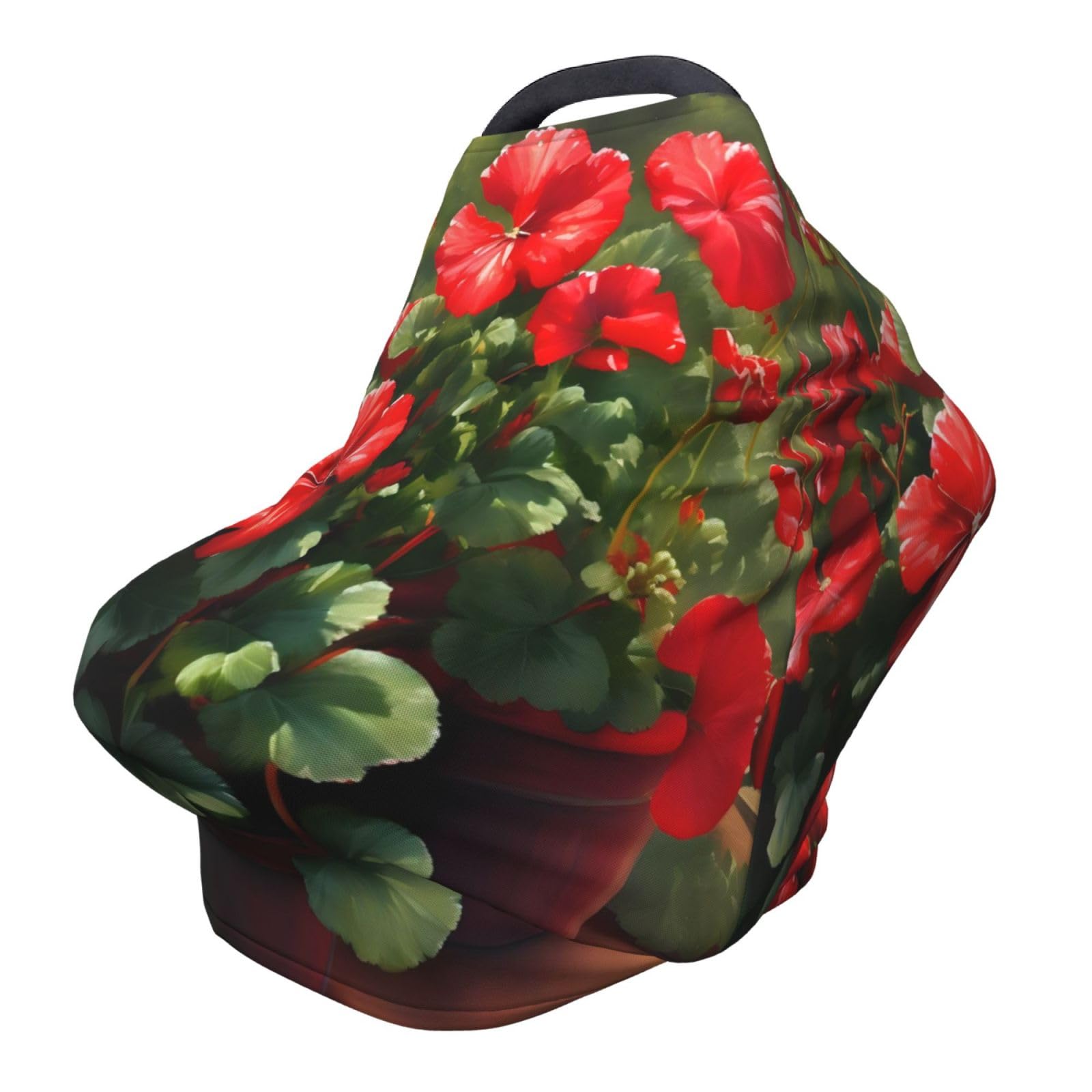 XZDHYZ Red geraniums Versatile full-print Stroller Chair Cover/Nursing Cover, specially designed for your baby, Black