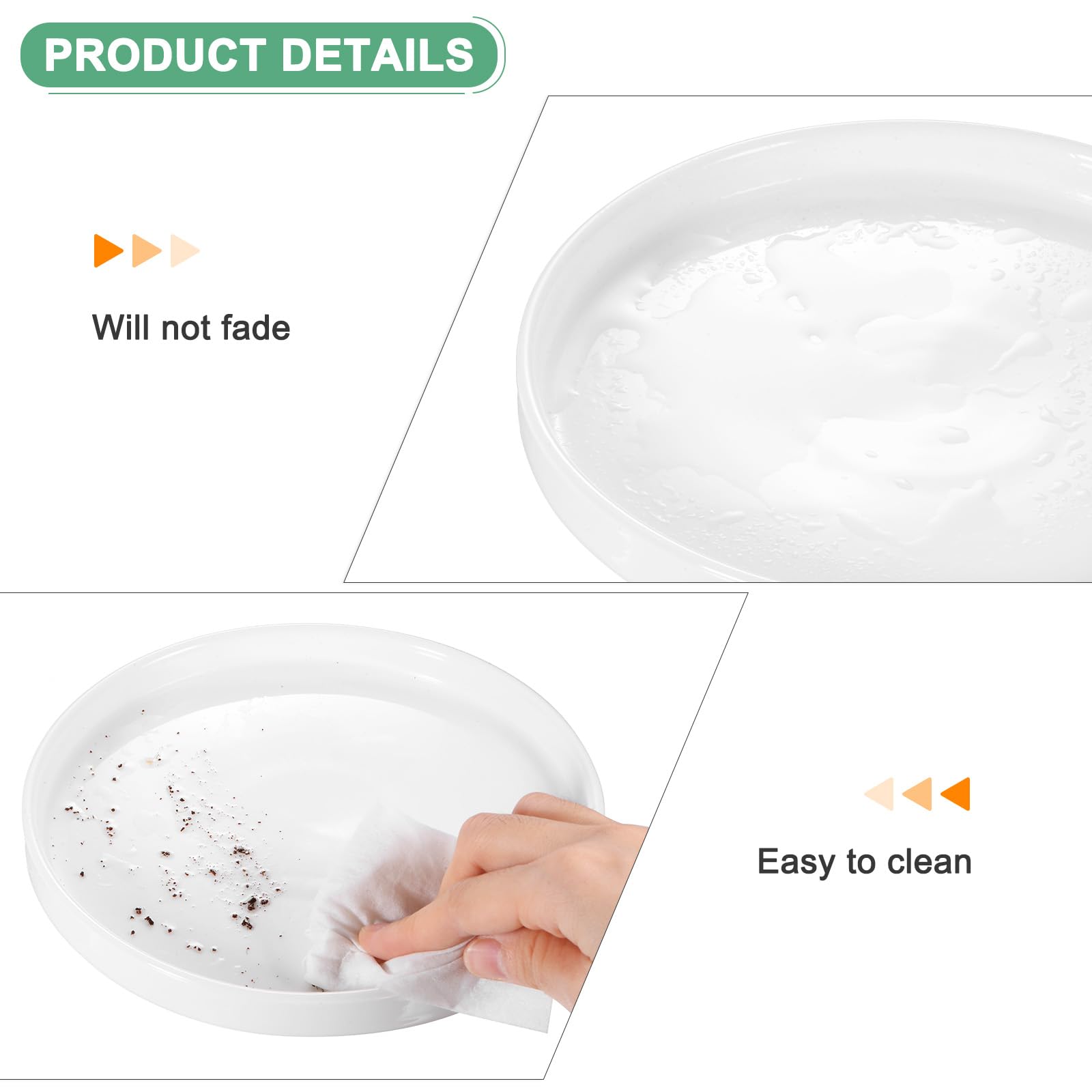 M METERXITY 2-Pack Ceramic Plant Saucer, 5.4 Inch OD Round Plant Saucers Flower Pot Saucers for Indoors/Outdoors Plant Pot - Image 2