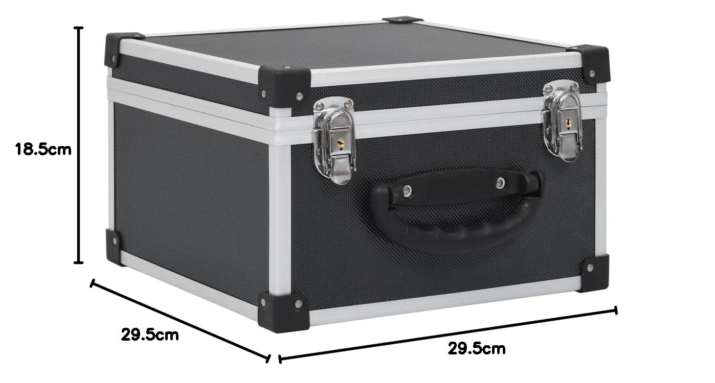 vidaXL CD Koffer für 40 CDs mit 2 Schlüsseln DJ Case Box Alukoffer Aufbewahrungsbox Transportbox Sortimentskoffer Aluminium ABS Schwarz DVD