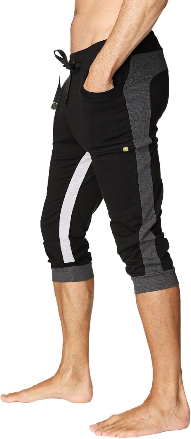 4-rth Men's Ultra-Flex Tri-Color Cuffed Yoga Pant Modal French Terry Made in America Caliifornia Stretch Fit European style