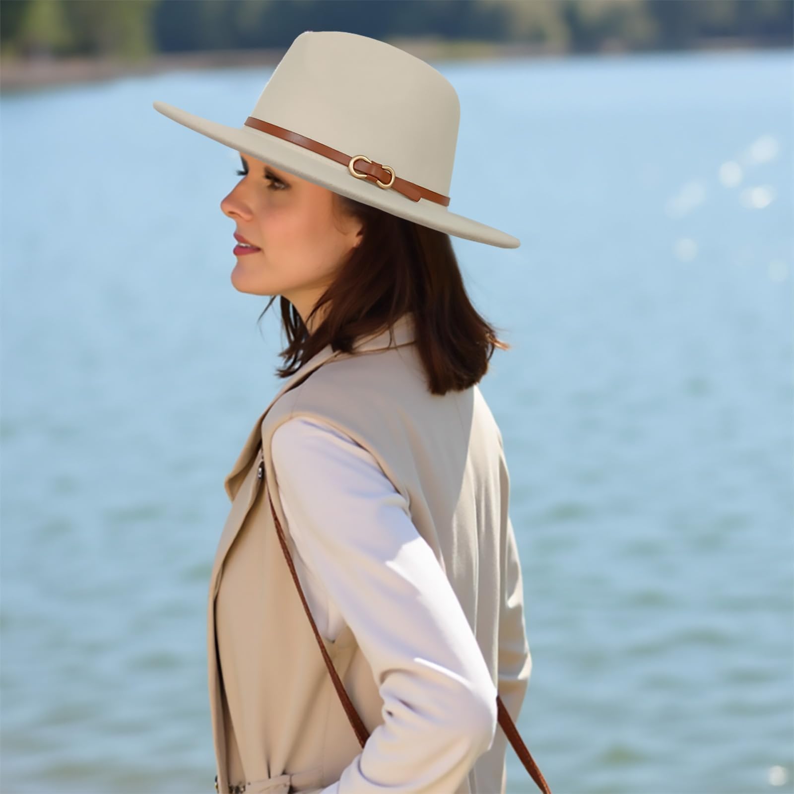 HEYANN Fedora Kapelusz męski, filcowy kapelusz z szerokim rondem, męski klasyczny kapelusz panamski, kapelusz damski, filcowy kapelusz Trilby, na imprezę