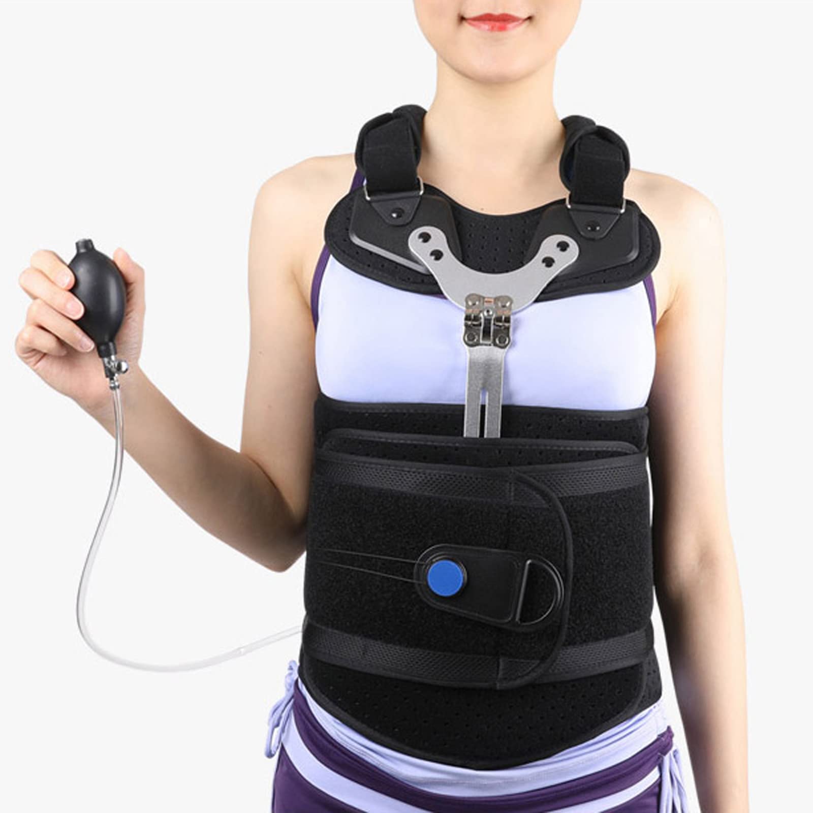 CUSMA Soporte De Columna con Bolsa De Aire, Ortesis Fija Toracolumbar Ajustable, Soporte Lumbar para El Pecho, para Aliviar El Dolor De Espalda, Recuperación De Lesiones