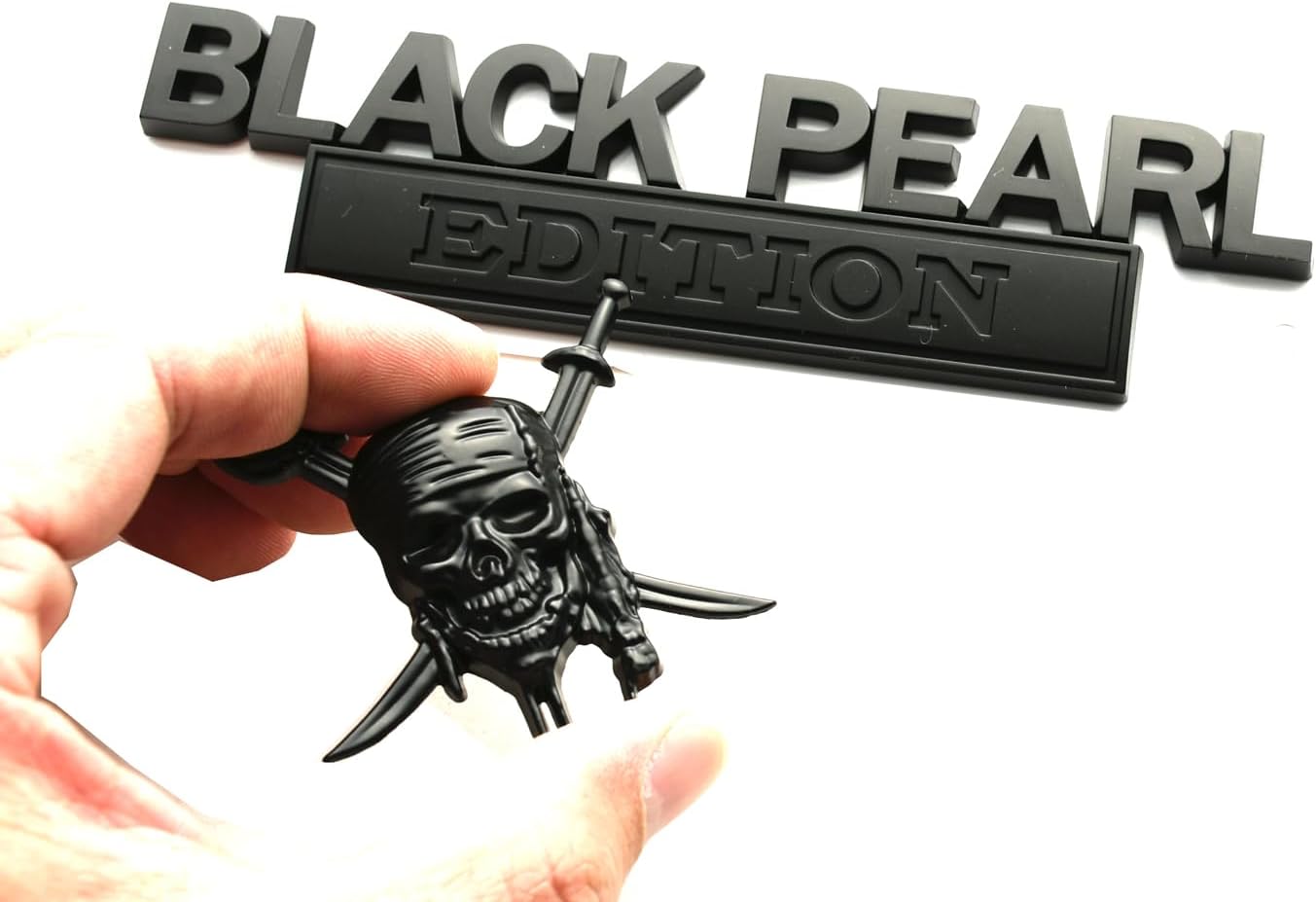 Set Pirate Black Pearl Emblem Captains Jack Sparrow 3D Sticker Car Badge Decal Custom Fit for Universal Car Truck SUV Vehicle (Matte Black)